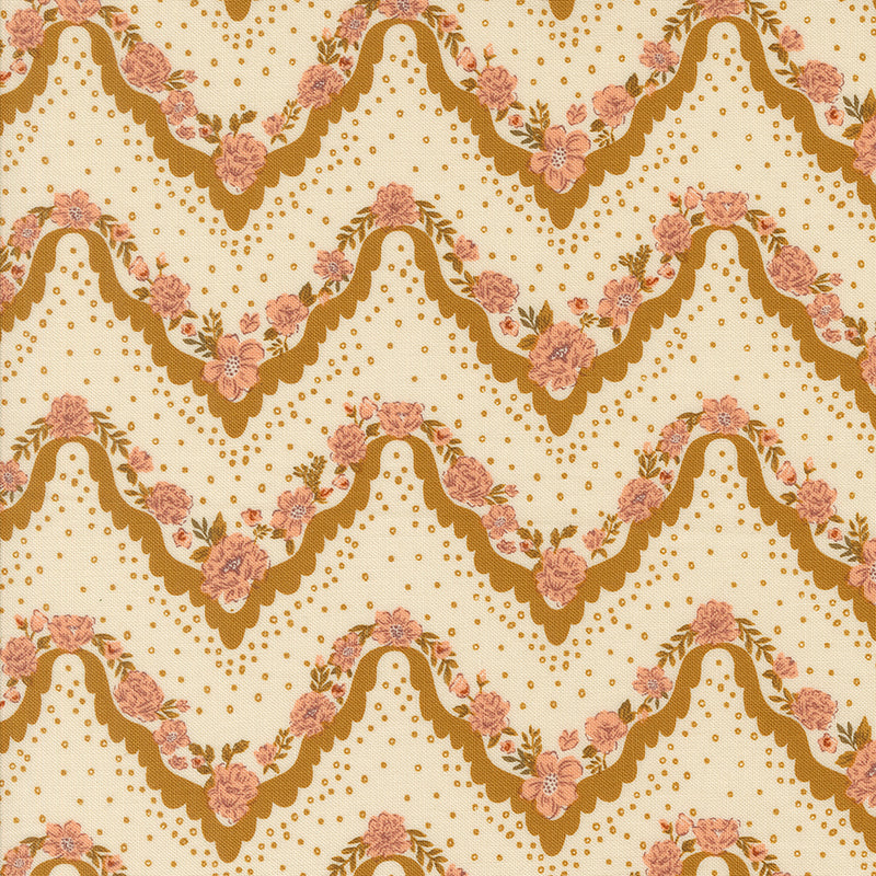 Foraged Found and Hand Me Down Quilt Fabric - Hankie Stripes in Caramel Gold - 45634 11