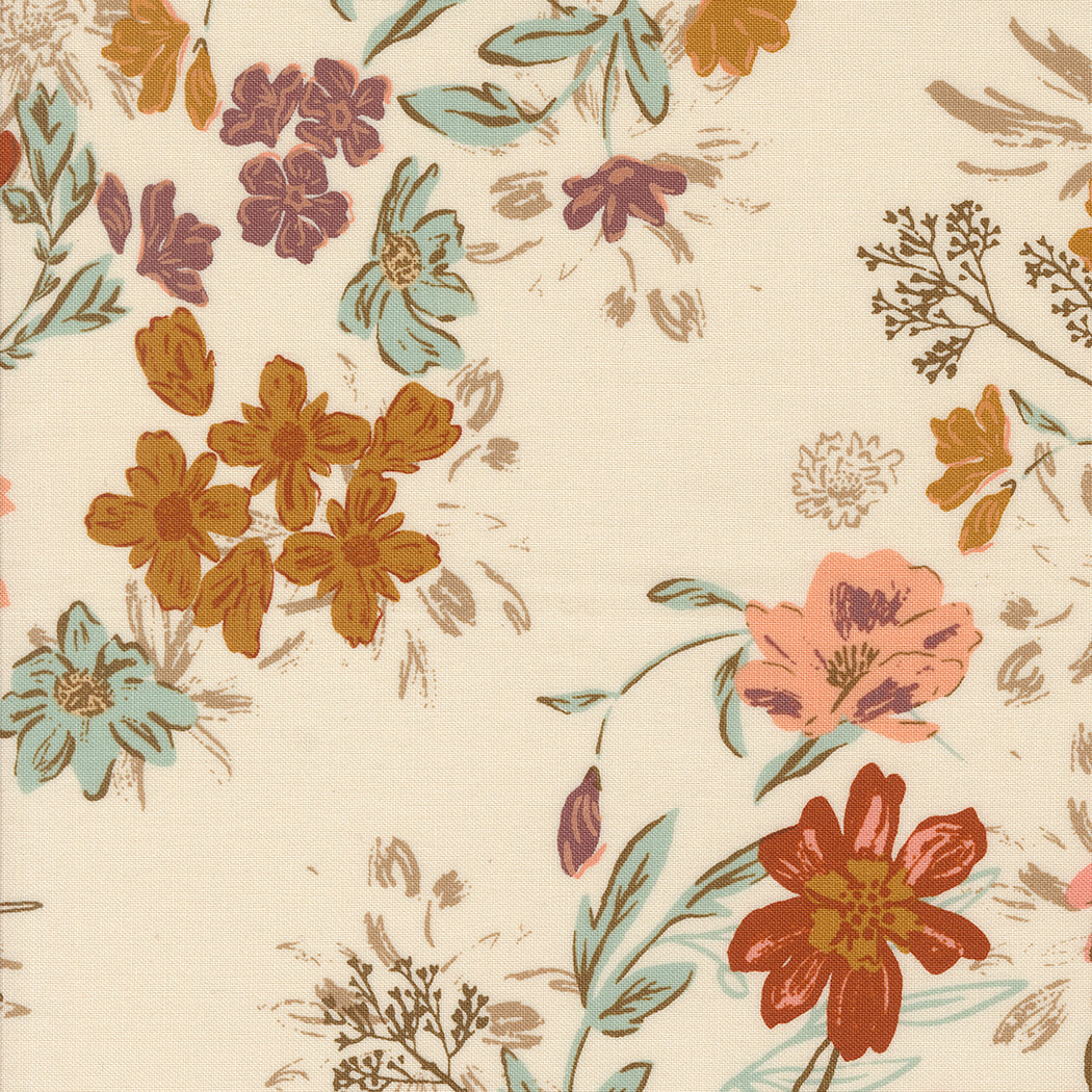 Foraged Found and Hand Me Down Quilt Fabric - Harvest Bloom in Eggshell Cream - 45630 11