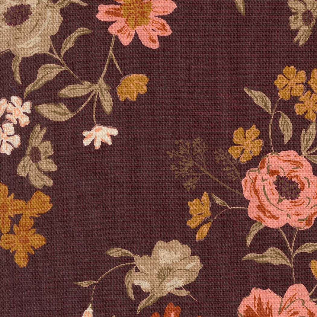 Foraged Found and Hand Me Down Quilt Fabric - Harvest Bloom in Merlot Burgundy - 45630 27