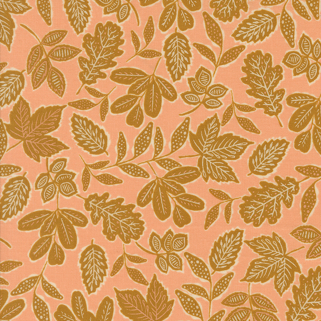 Foraged Found and Hand Me Down Quilt Fabric - Leafage in Peach - 45633 19