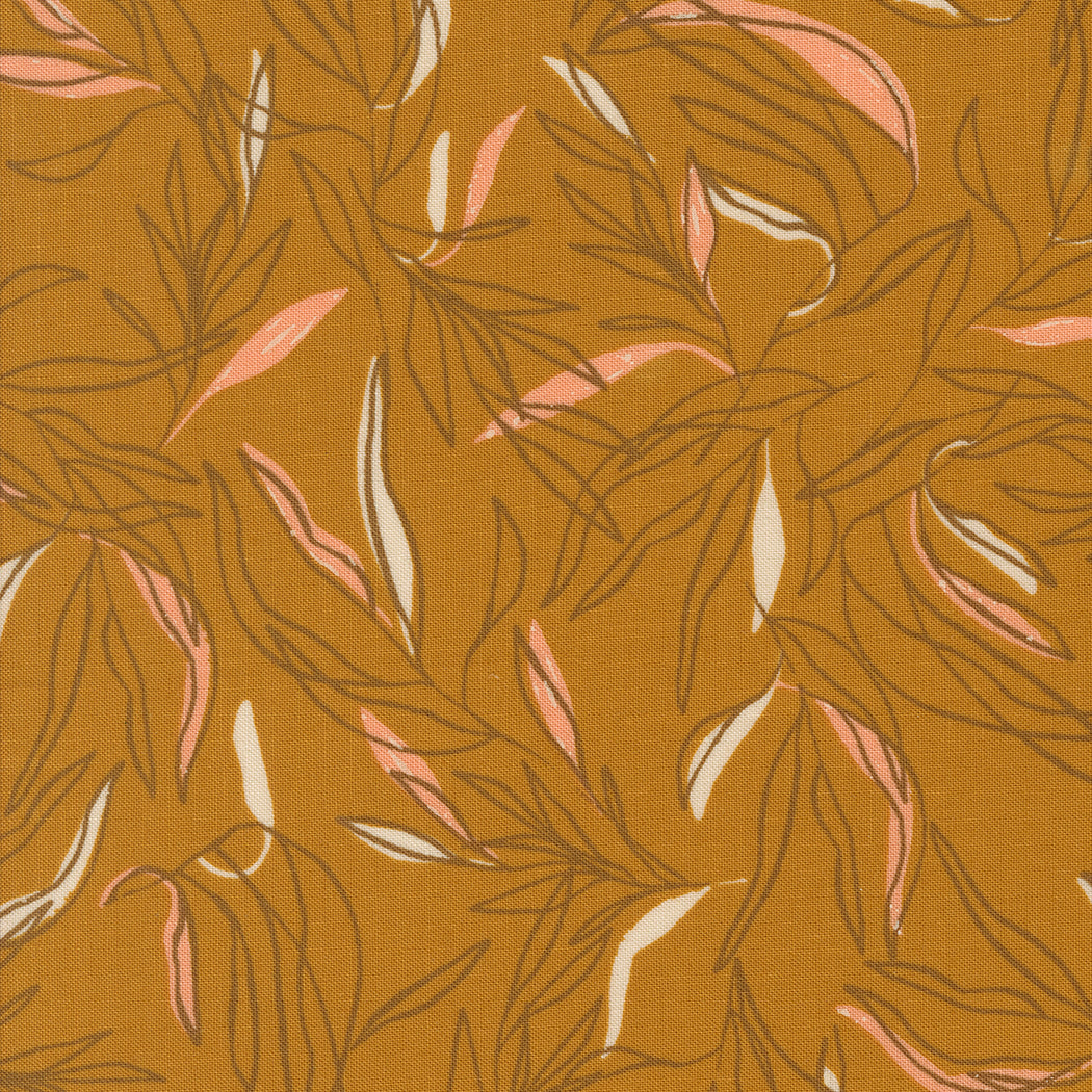 Foraged Found and Hand Me Down Quilt Fabric - Loose Leaf in Caramel Gold - 45632 17