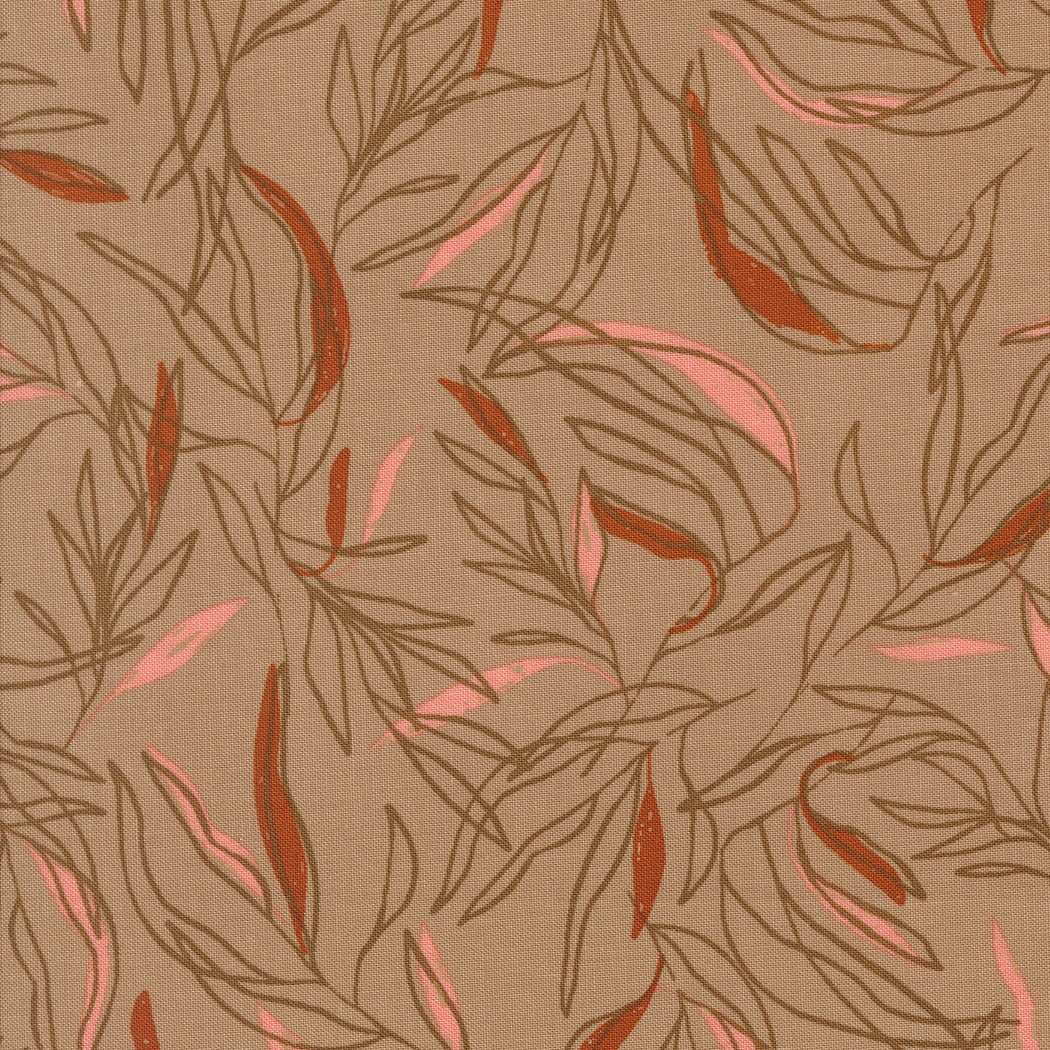 Foraged Found and Hand Me Down Quilt Fabric - Loose Leaf in Mushroom Brown - 45632 13