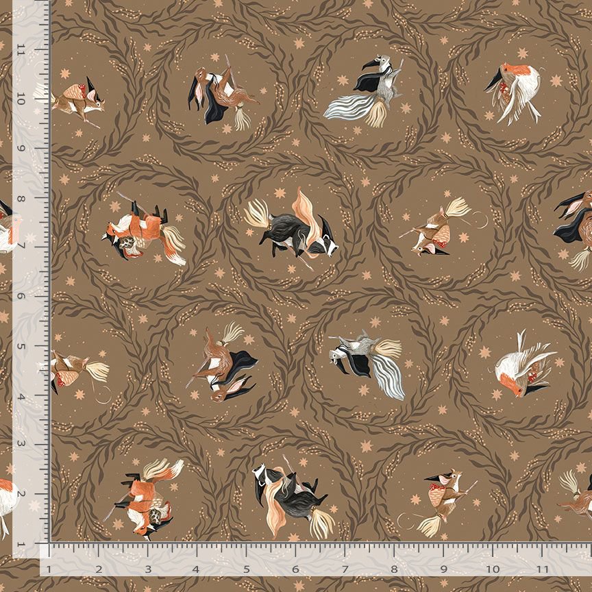 Forager Quilt Fabric - Fly Away (Animal Medallions) in Cedar Green - STELLA-DRR3034 CEDAR