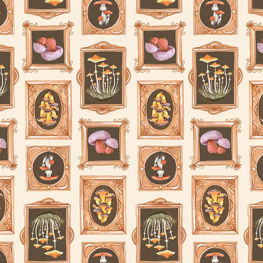Forager Quilt Fabric - Mushroom Gallery in Cream - STELLA-DRR3035 CREAM
