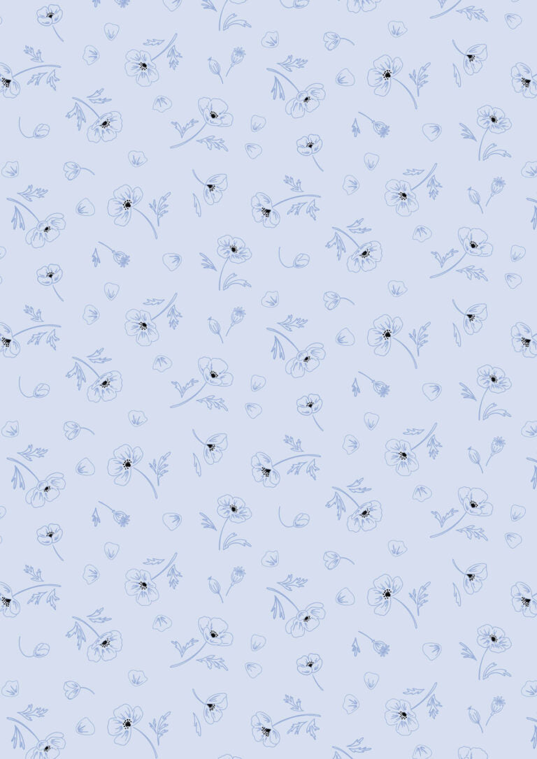 Forever Blooms Quilt Fabric - Ephemeral Beauty in Pale Blue - CC63.1