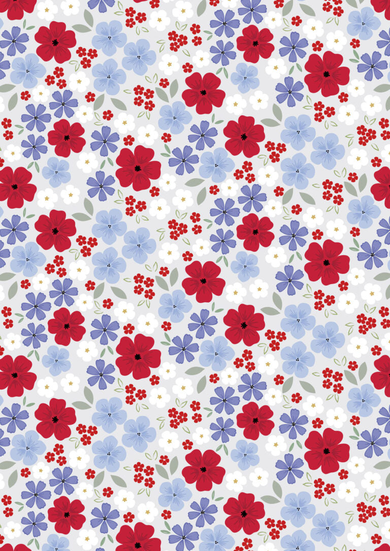 Forever Blooms Quilt Fabric - Floral Palette in Bright Grey/Gray - CC62.1