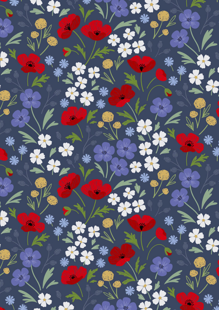 Forever Blooms Quilt Fabric - Wild Blooms in Prussian Blue - CC61.3