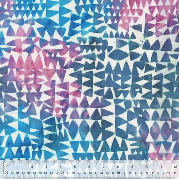 Found Batik Quilt Fabric - Triangles in Indigo Blue - 718Q-1