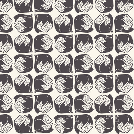 Fox and Flutter Quilt Fabric by Cotton and Steel - Wondered Fox in Northern Cliffs Black - LV1000-NC2