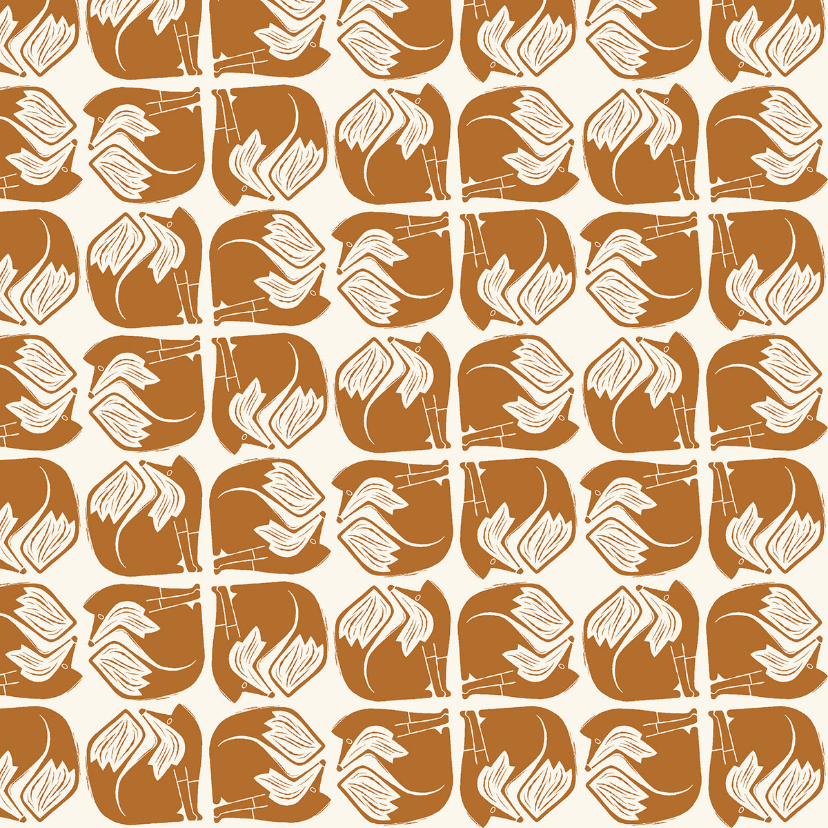 Fox and Flutter Quilt Fabric by Cotton and Steel - Wondered Fox in Fox Run Rust - LV1000-FR1