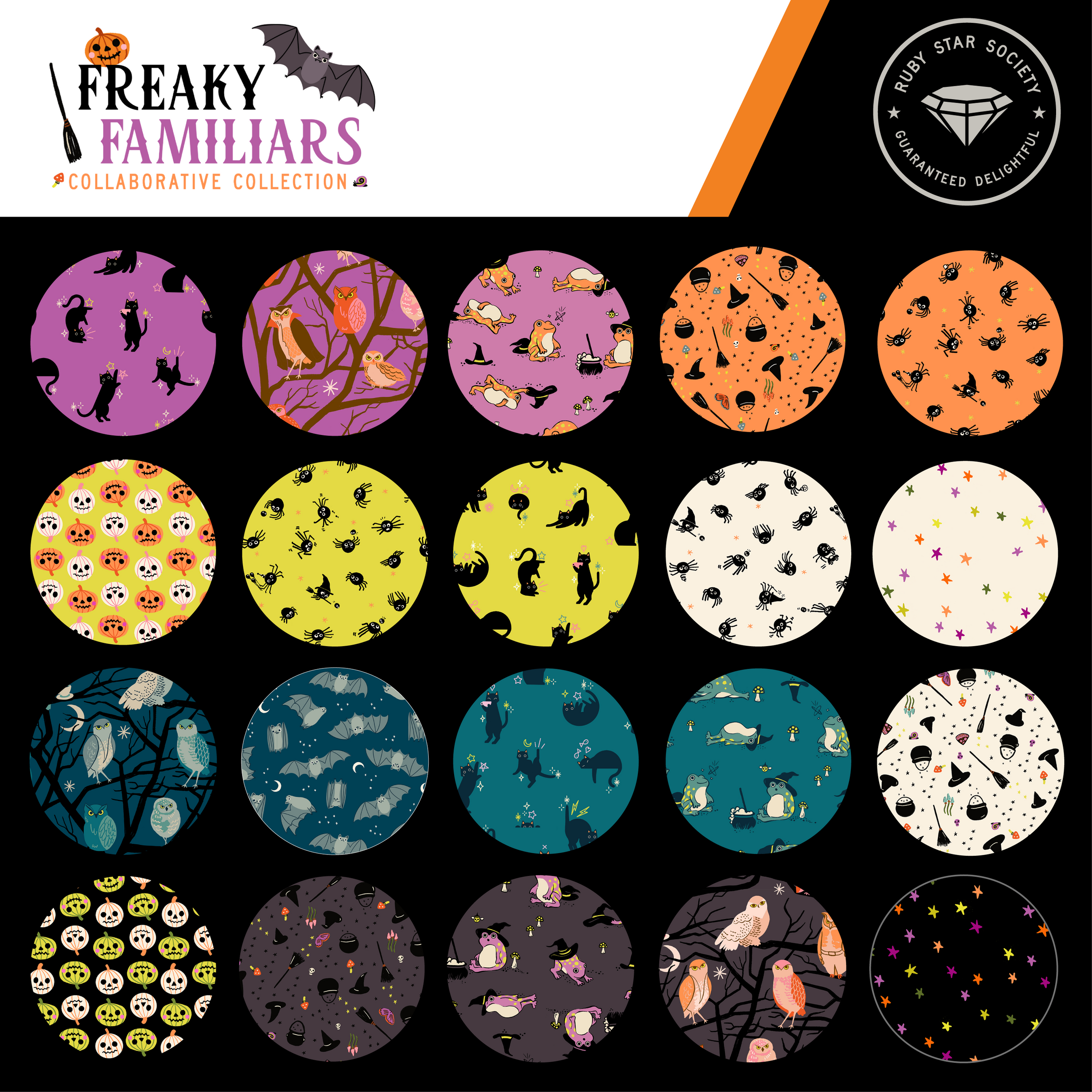 Freaky Familiars Quilt Fabric by Ruby Star Society - Charm Pack - set of 42 5" squares - RS5190PP