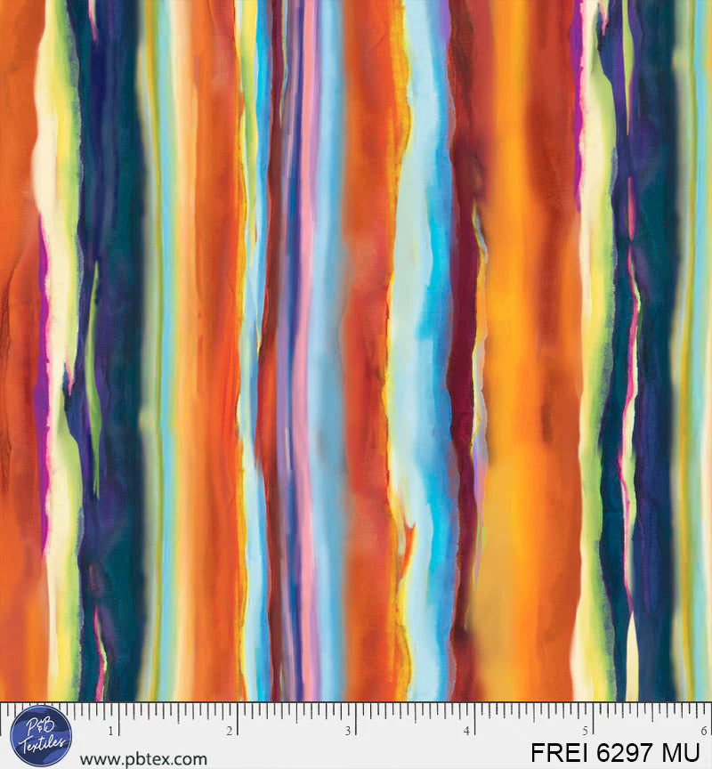 Free Reign Quilt Fabric - Horizon Stripe in Multi - FREI 06297 MU