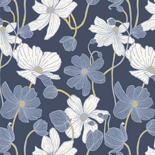 Fresh Linen Quilt Fabric - Moonshine Swirl in Blue - FRE32300