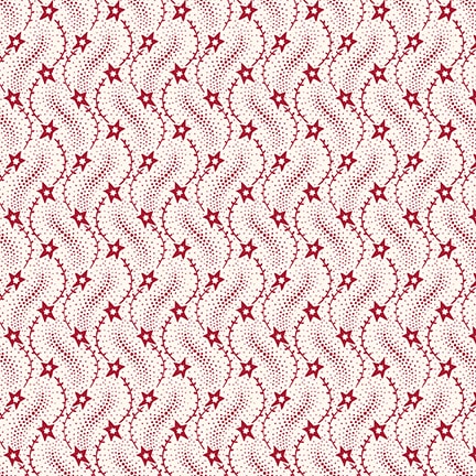 Friday Harbor Quilt Fabric - Wavy Stars in Cream/Red - 3184-48