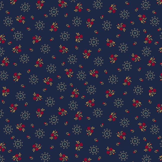 Friday Harbor Quilt Fabric - Wreaths in Navy Blue - 3179-77