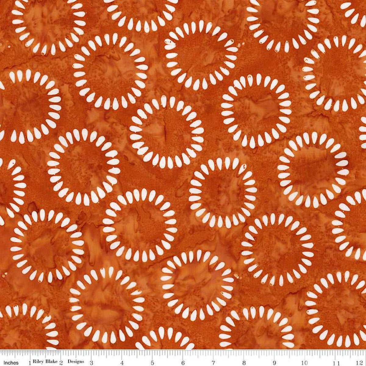 Fright This Way Expressions Batiks Quilt Fabric - Rings in Spice Orange - BT23332-238