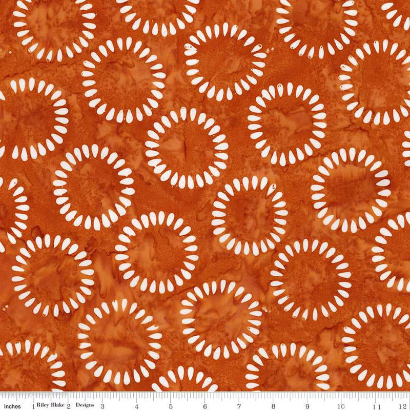 Fright This Way Expressions Batiks Quilt Fabric - Rings in Spice Orange - BT23332-238