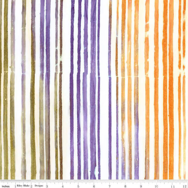 Fright This Way Expressions Batiks Quilt Fabric - Stripes in Brilliance White/Multi - BT23338-127