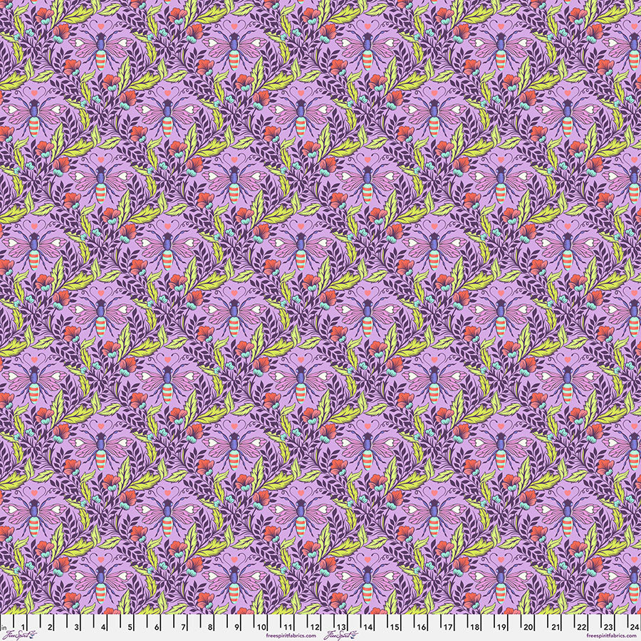 Full Moon Forest II Quilt Fabric by Tula Pink - Shake your Honey Maker Bee in Blossom Purple - PWTP248.BLOSSOM