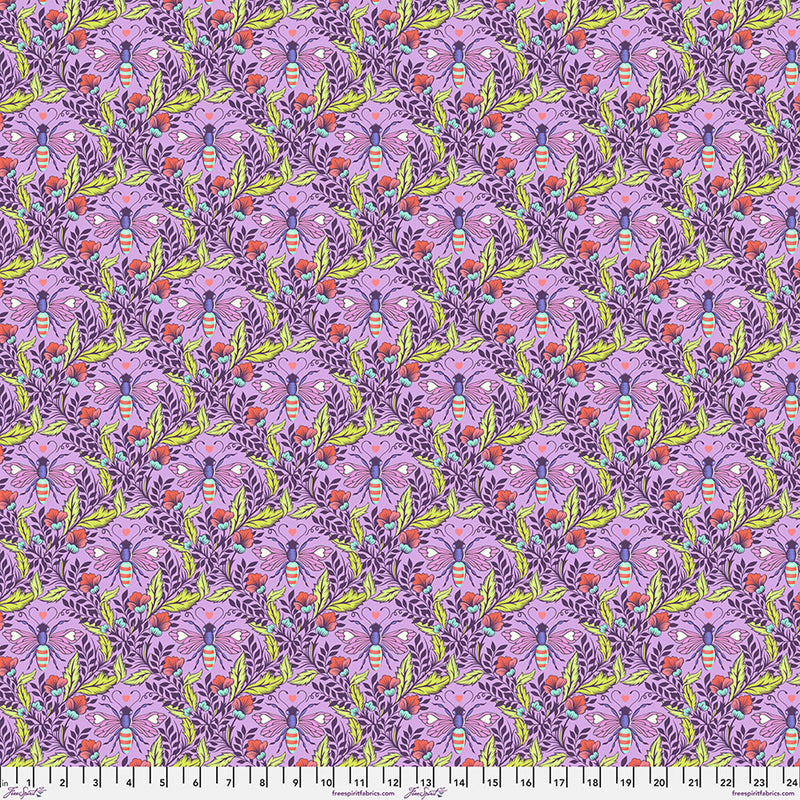 Full Moon Forest II Quilt Fabric by Tula Pink - Shake your Honey Maker Bee in Blossom Purple - PWTP248.BLOSSOM