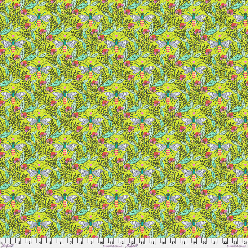 Full Moon Forest II Quilt Fabric by Tula Pink - Shake your Honey Maker in Enchanted Green - PWTP248.ENCHANTED