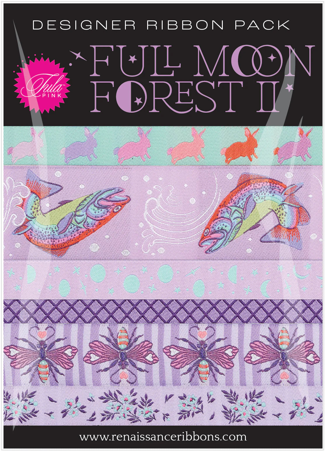 Full Moon Forest II Renaissance Ribbons by Tula Pink - Designer Ribbon Pack in Blossom Purple - DP-135 FMF II Blossom