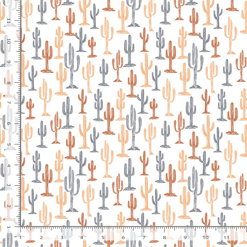 Full Moon Quilt Fabric - Cacti in White/Multi - STELLA-D2958 WHITE