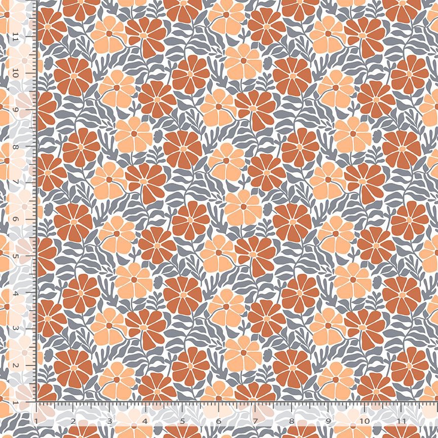 Full Moon Quilt Fabric - Desert Bloom Floral in White/Multi - STELLA-D2957 WHITE