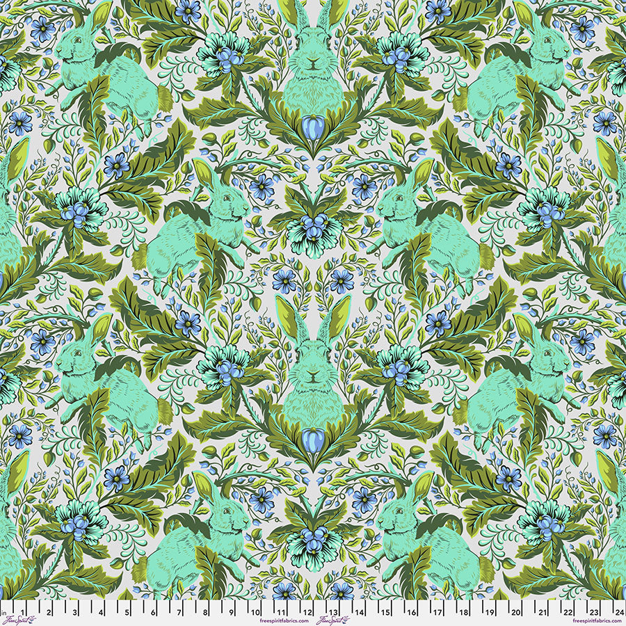 Full Moon Forest II Quilt Fabric by Tula Pink - Hoppy Go Lucky Bunny in Starlight Green - PWTP246.STARLIGHT
