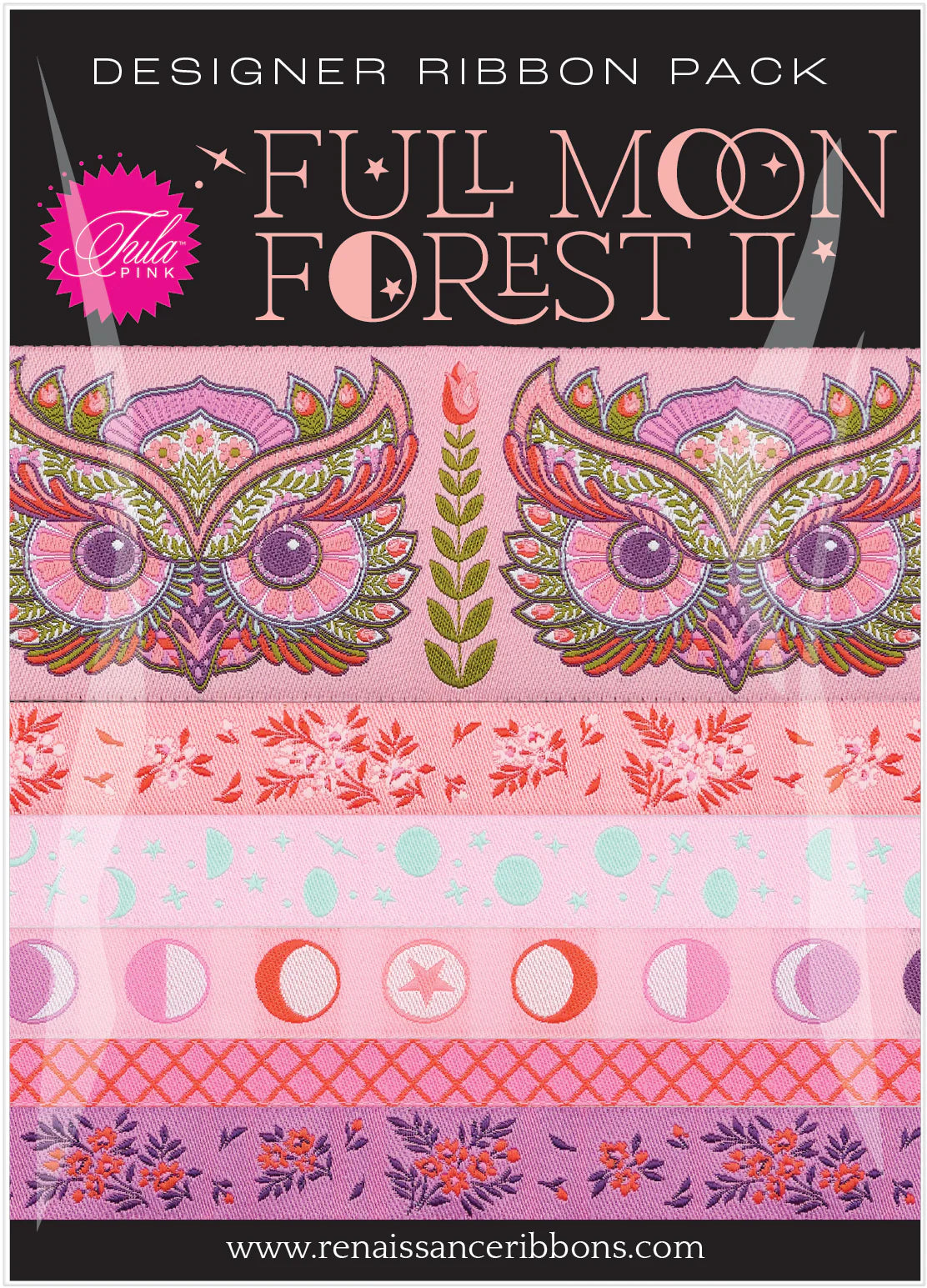 Full Moon Forest II Renaissance Ribbons by Tula Pink - Designer Ribbon Pack in Honey Pink - DP-133 FMF II Honey