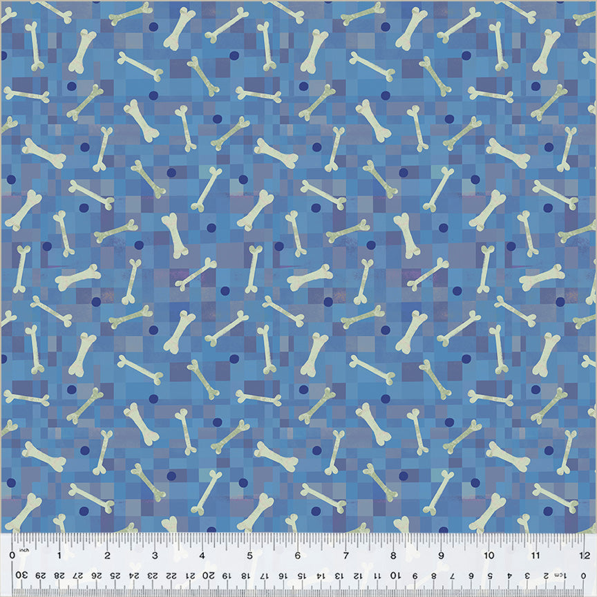 Fur-ever Friends Quilt Fabric - Fetch Bone in Blue - 54533D-5