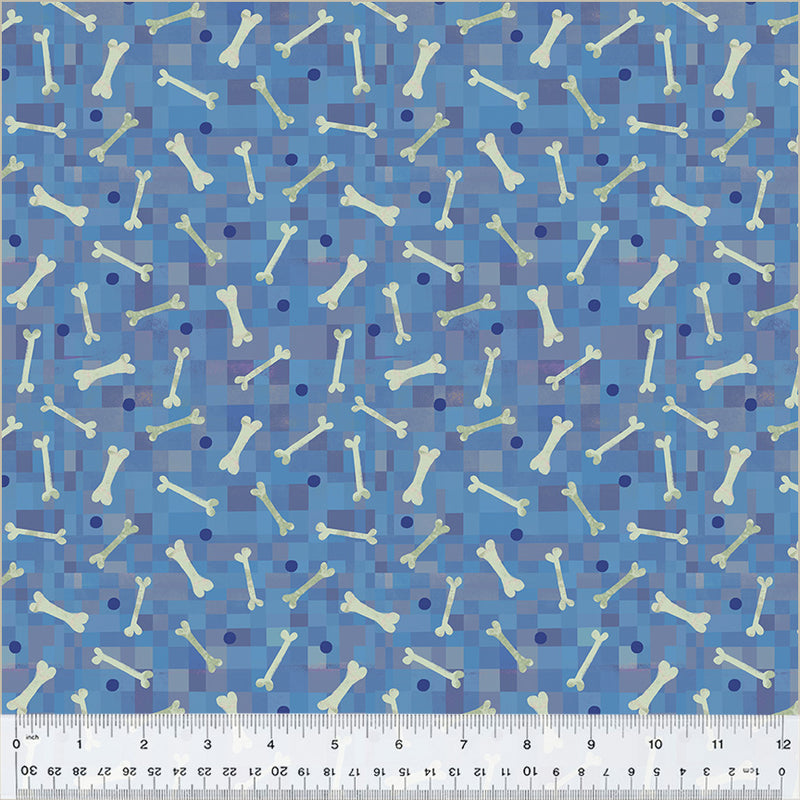 Fur-ever Friends Quilt Fabric - Fetch Bone in Blue - 54533D-5