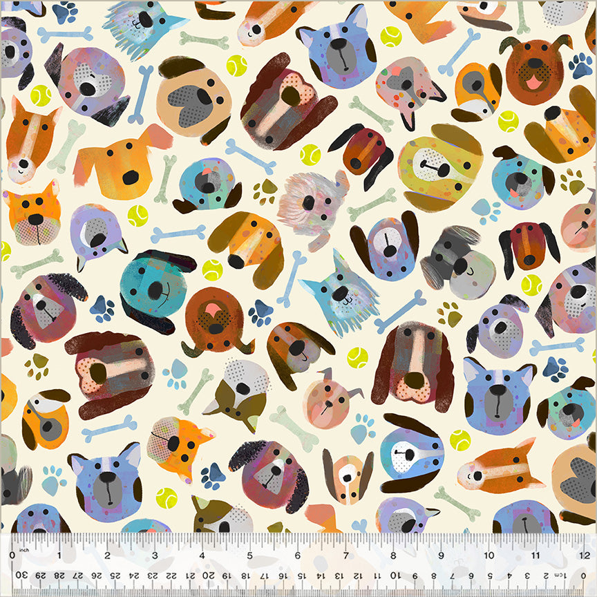 Fur-ever Friends Quilt Fabric - Man's Best Friend in Ivory - 54531D-3
