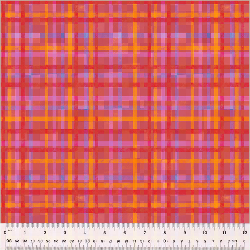 Fur-ever Friends Quilt Fabric - Playful Plaid in Red/Pink - 54537D-8