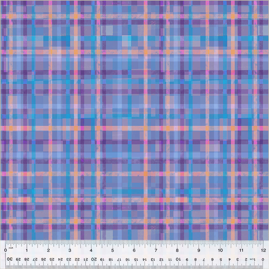 Fur-ever Friends Quilt Fabric - Playful Plaid in Purple/Blue - 54537D-10