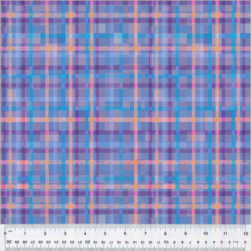Fur-ever Friends Quilt Fabric - Playful Plaid in Purple/Blue - 54537D-10