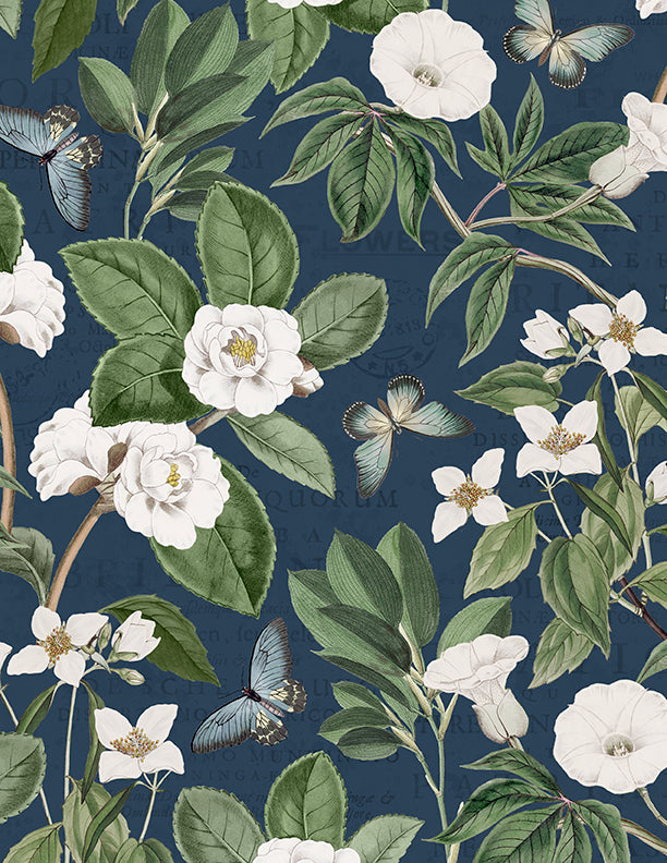 Garden Grace Quilt Fabric - Botanical All Over in Navy - 3027 16528 471