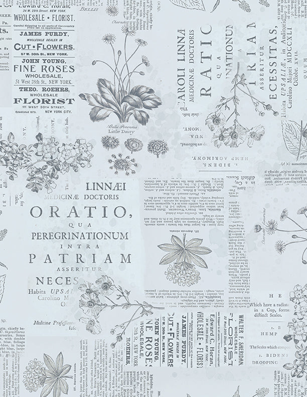 Garden Grace Quilt Fabric - Floral Monograph in Blue - 3027 16530 444