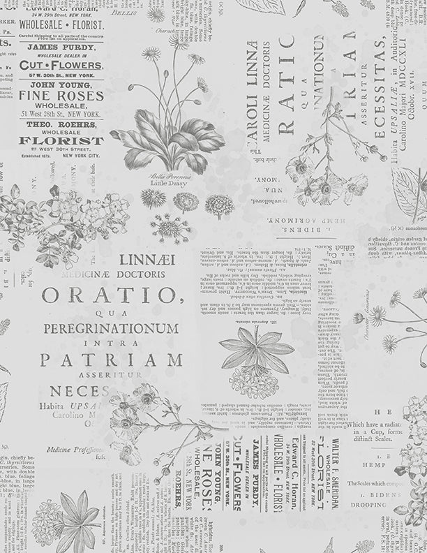 Garden Grace Quilt Fabric - Floral Monograph in Gray - 3027 16530 990