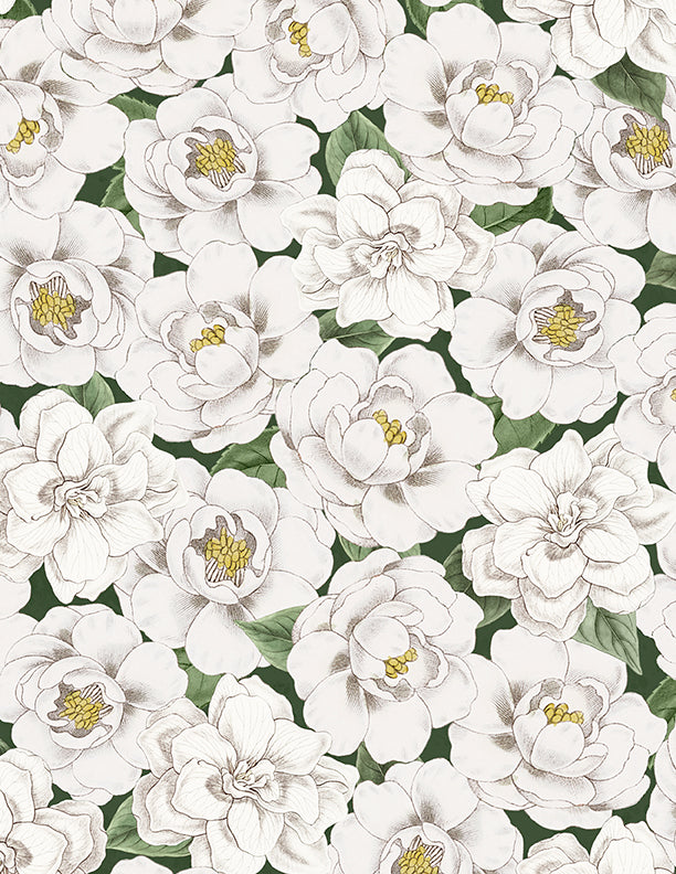 Garden Grace Quilt Fabric - Packed Flowers in Green - 3027 16527 717