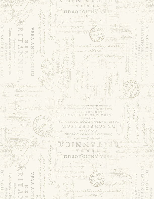 Garden Grace Quilt Fabric - Script Texture in Cream - 3027 16532 122