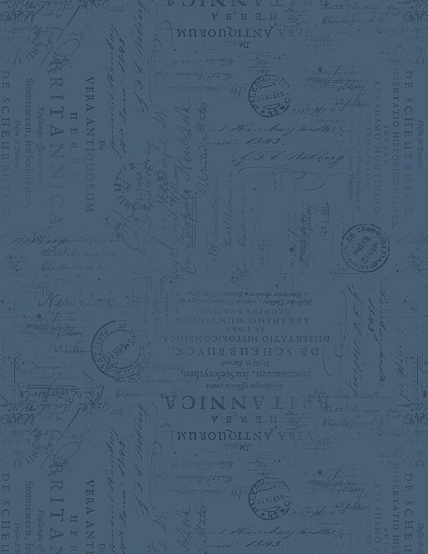 Garden Grace Quilt Fabric - Script Texture in Navy Blue - 3027 16532 444