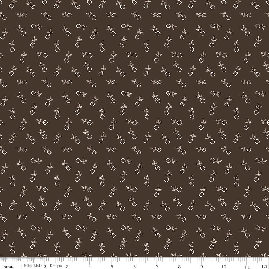 Gentler Times Quilt Fabric by Lori Holt - Bygone in Raisin Brown - C16471-RAISIN