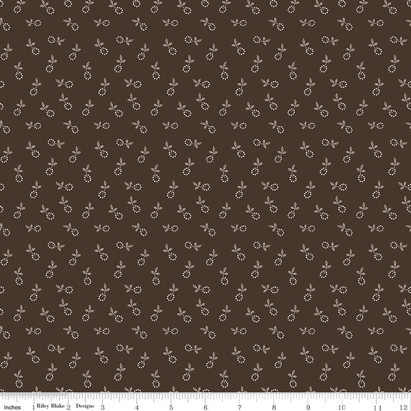 Gentler Times Quilt Fabric by Lori Holt - Bygone in Raisin Brown - C16471-RAISIN