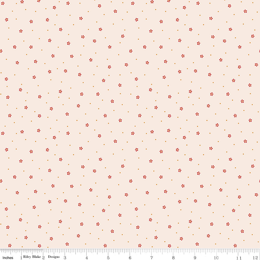 Gentler Times Quilt Fabric by Lori Holt - Charming in Berry Cream/Red - C16490-BERRY