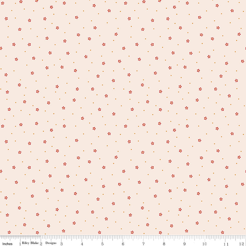 Gentler Times Quilt Fabric by Lori Holt - Charming in Berry Cream/Red - C16490-BERRY