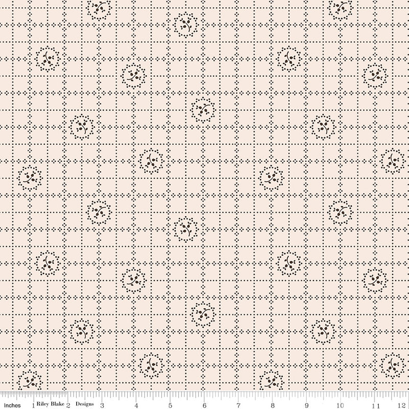 Gentler Times Quilt Fabric by Lori Holt - Delicate in Raisin Cream/Brown - C16475-RAISIN