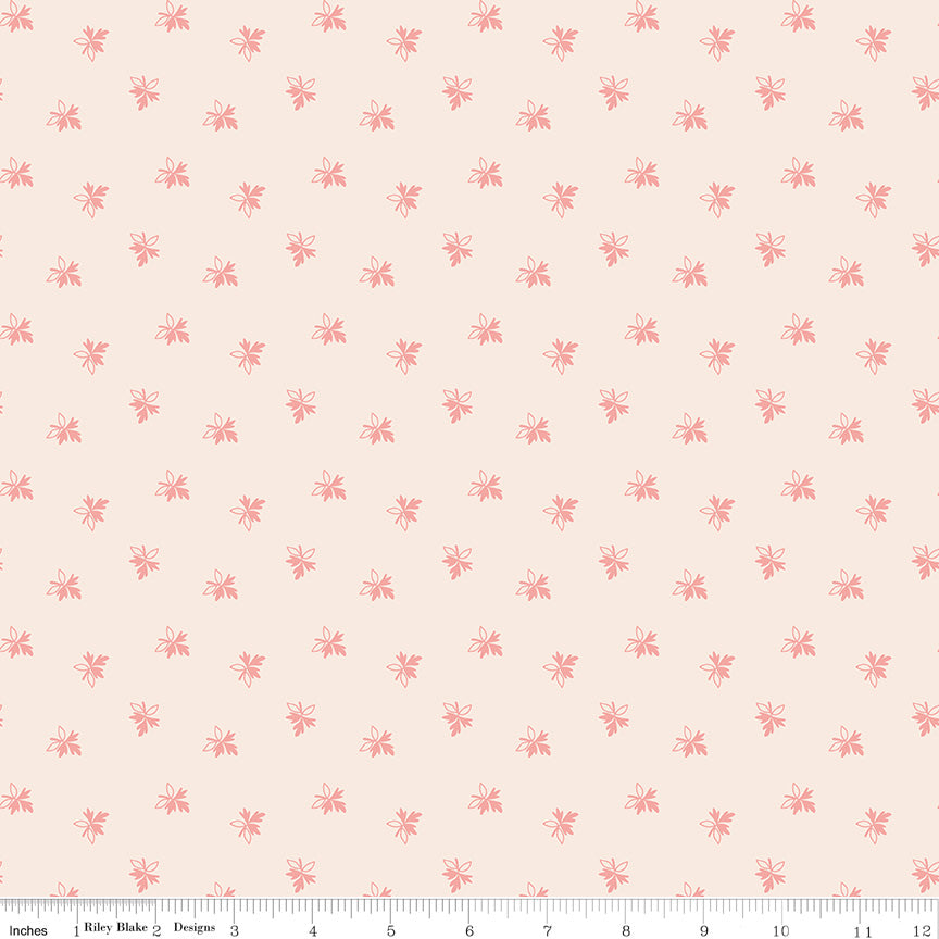 Gentler Times Quilt Fabric by Lori Holt - Endearing in Coral Cream/Pink - C16477-CORAL