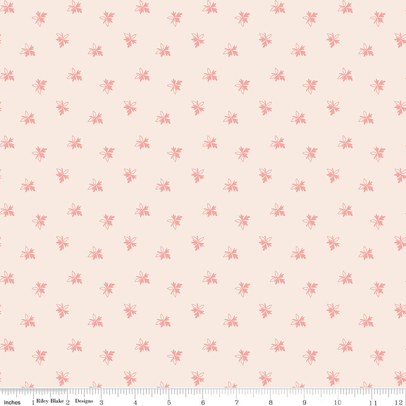 Gentler Times Quilt Fabric by Lori Holt - Endearing in Coral Cream/Pink - C16477-CORAL