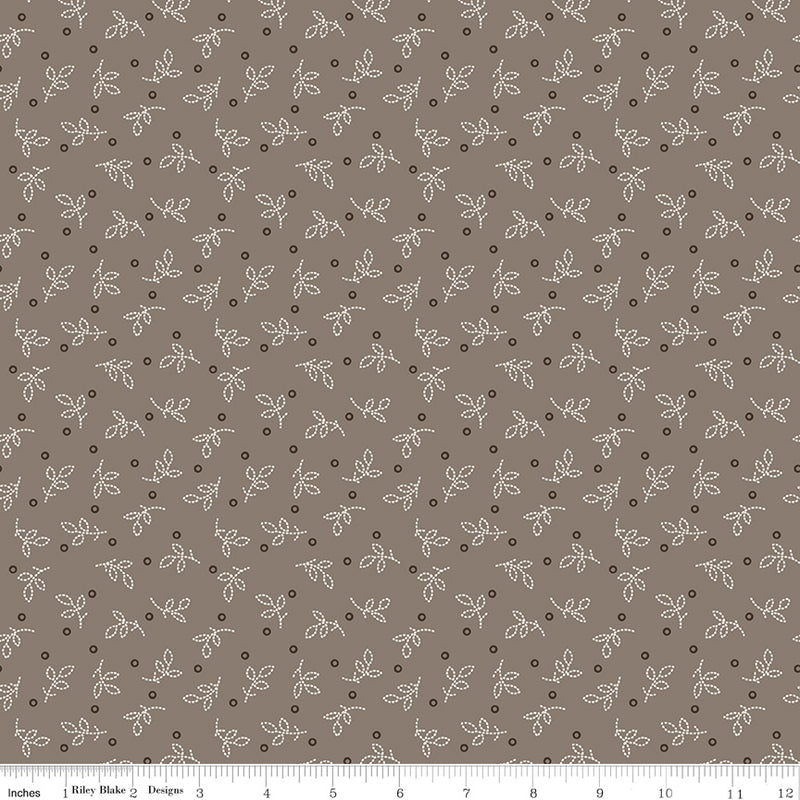 Gentler Times Quilt Fabric by Lori Holt - Pleasant in Pebble Taupe - C16482-PEBBLE